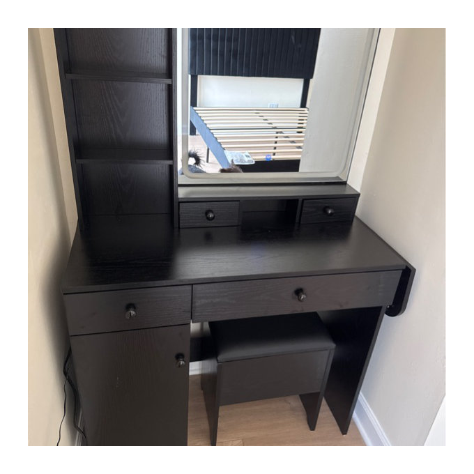 Latitude Run® Jakaylen Vanity Makeup Desk with LED Light and